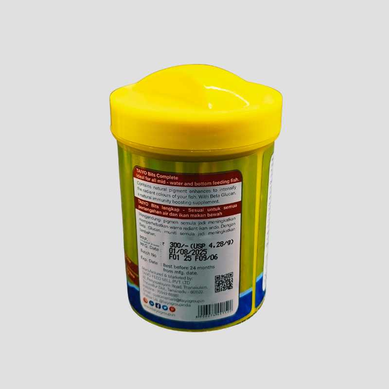 Taiyo Bits Complete Fish Food (70g | 120g | 375g) | Slow-Sinking Pellet Feed for Aquarium Fish aquarium product image