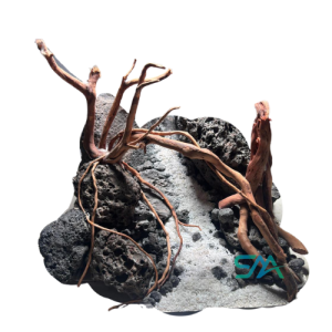 Customized Driftwood Root and Crystal Stone Tunnel for aquarium aquascaping and hardscape design