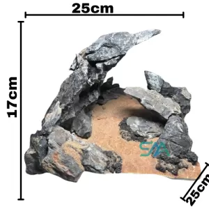 Customized Seiryu Stone overhanging cave layout for aquarium aquascaping and hardscape design