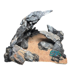 Customized Seiryu Stone overhanging cave layout for aquarium aquascaping and hardscape design